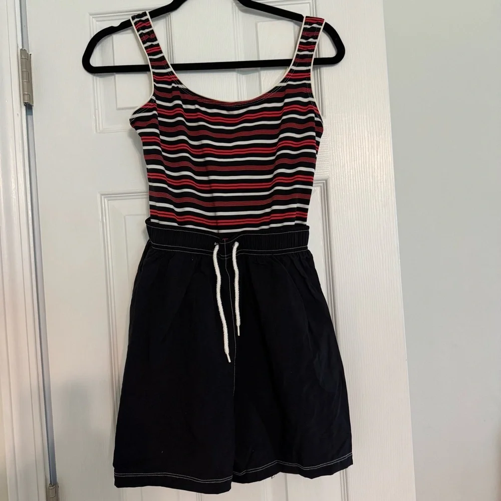 Vintage Jantzen Swim Swimsuit Black White Red Playsuit Romper‎ Sz10